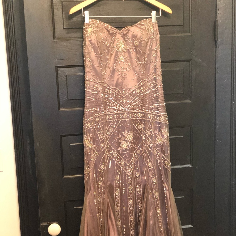 Beaded tan evening gown!